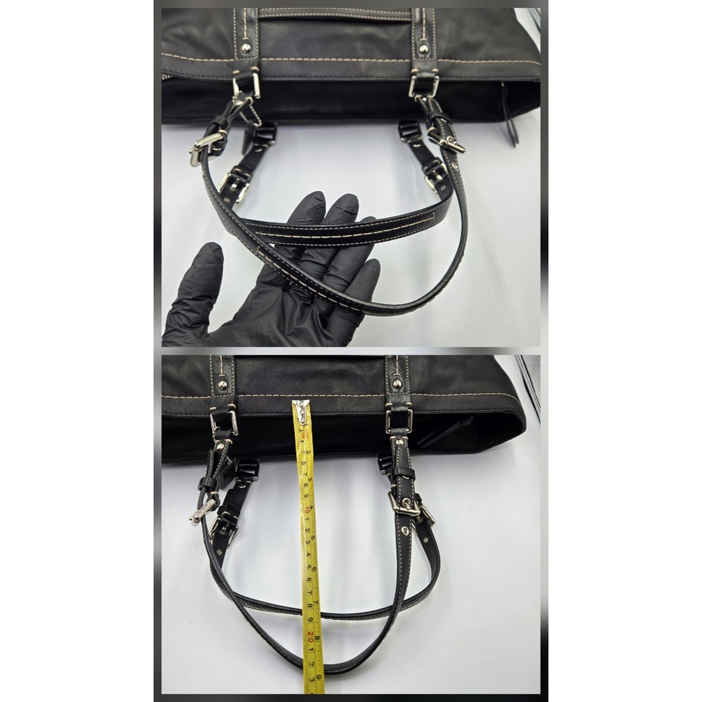 Coach Hampton Black Leather Tote Bag Contrast Stitch - Picture 11 of 11